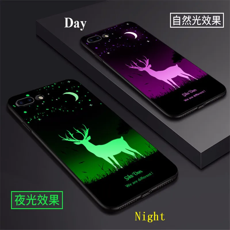 Светящийся чехол для iPhone 6, 6 S, 7, 8 Plus, X светильник в темноте, чехол для телефона, задняя крышка для 8 Plus, 7 plus, светящаяся оболочка, Coque Fundas