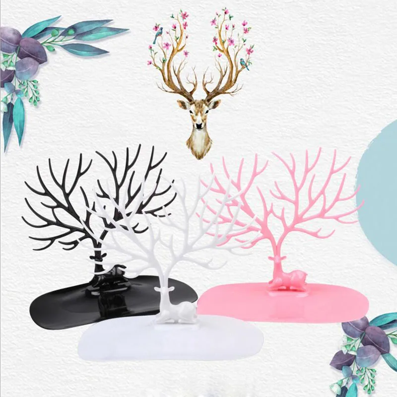 

Plastic Deer Jewelry Organizer Antler Shaped Jewelry Hooks Creative Earrings Organizer Ring Lipstick Rack Necklace Hook M70C