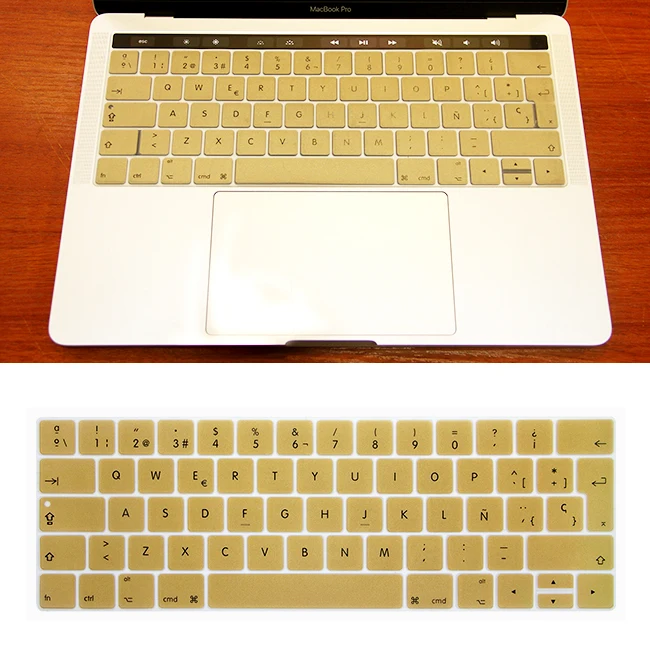 Новая клавиатура чехол для Apple MacBook Pro retina 13 1" с Touch ID и Touch Bar макет ЕС испанский градиент силиконовая кожа - Цвет: Цвет: желтый