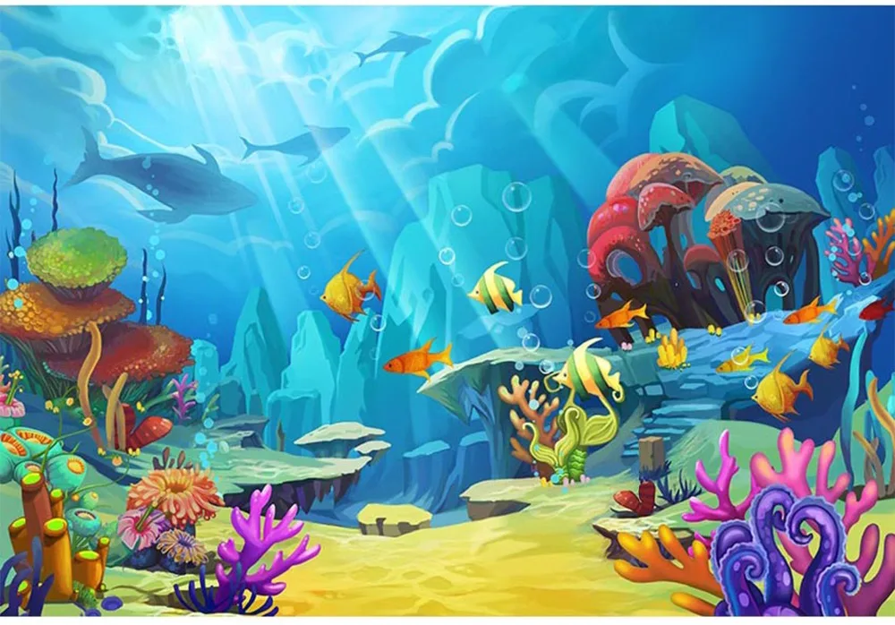 Marine Plant Fish Photography Backdrops Ocean Backdrop For Aquarium Background Photo Studio Photocall Boda | Электроника