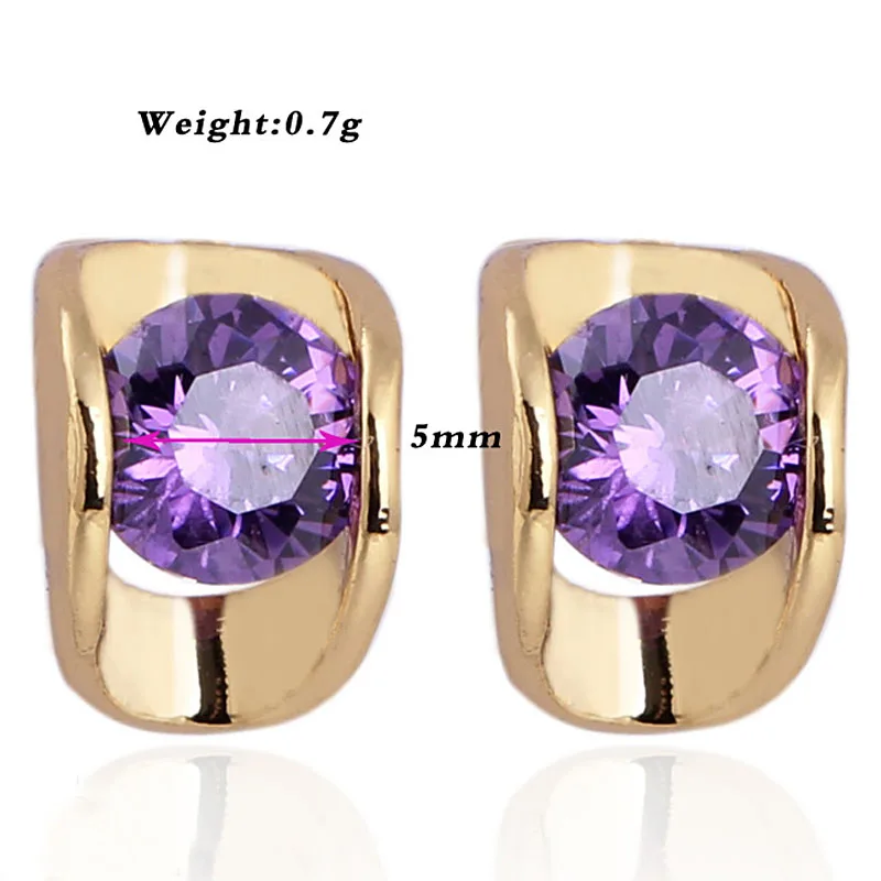 

Hot Sale Mix Color Cubic Zirconia Gold P Stud Earrings For Women Wedding Engagement Jewelry White Purple Yellow A1291