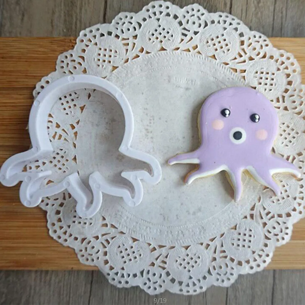 8 Sets Of Aquatic creatures Modeling Soft Cake Biscuit Plunger Mold Baking patisserie outils accessoires | Дом и сад
