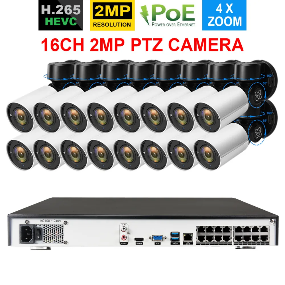 H.265 16CH 5MP система NVR с 16 шт. 48 V POE 2Mp 1920X1080 безопасности/на открытом воздухе Камера