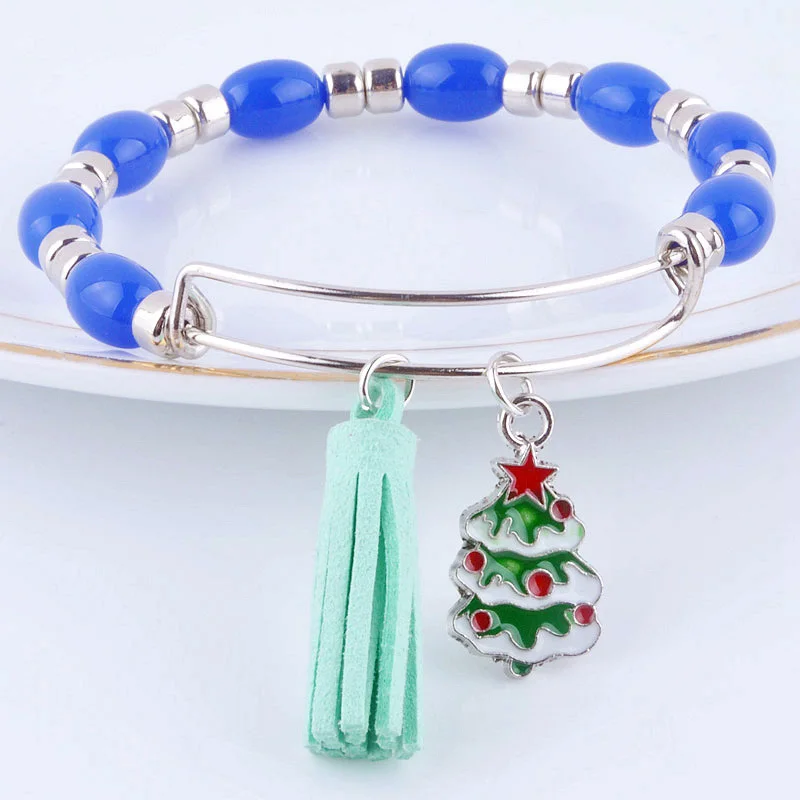 Горячая расширяемая Регулируемая проволока обернуть акриловые бусины браслет