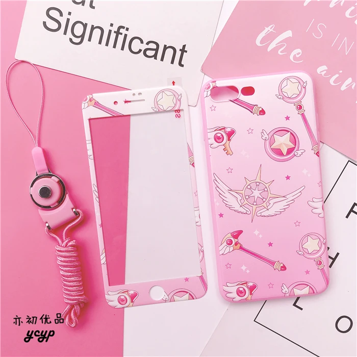 Чехол для iphone XR Cardcaptor Sakura+ пленка для экрана из закаленного стекла для iphone X XS Max 7 8 plus 6 S plus Sailor Moon+ ремешок