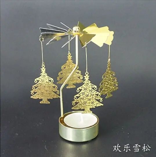 pine christmas tree Золотые подсвечники вращающиеся романтические вращающиеся карусели чайный светильник подсвечник Ужин свадебный бар вечерние светильник ing Декор - Цвет: pine christmas tree
