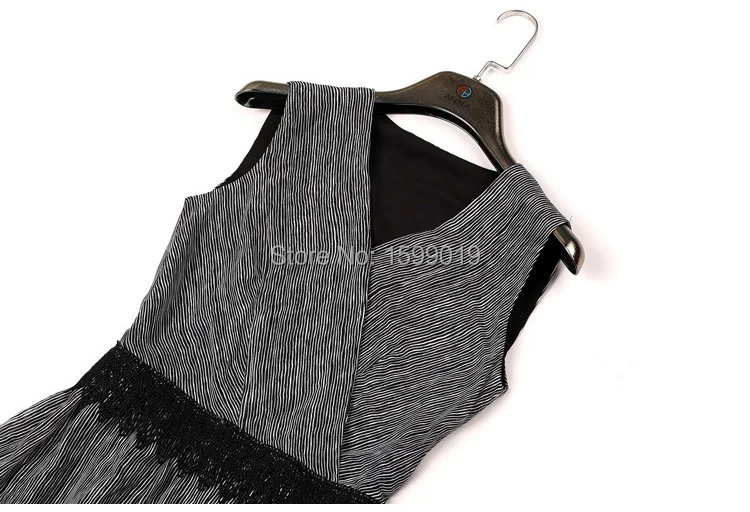 2015 New Women Clothing Mid-Calf Long Dress V-Neck Sexy Lady Silk Sleeveless A-Line Lace Dresses | Женская одежда