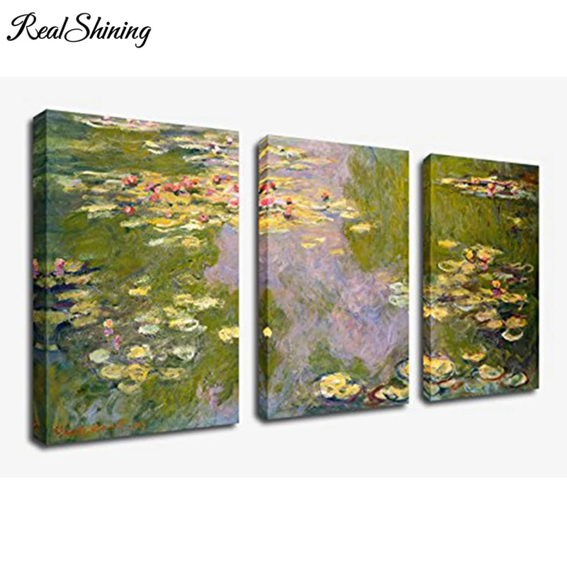 Алмазная живопись Triptych полностью квадратная/круглая сделай сам 3 шт. водяные