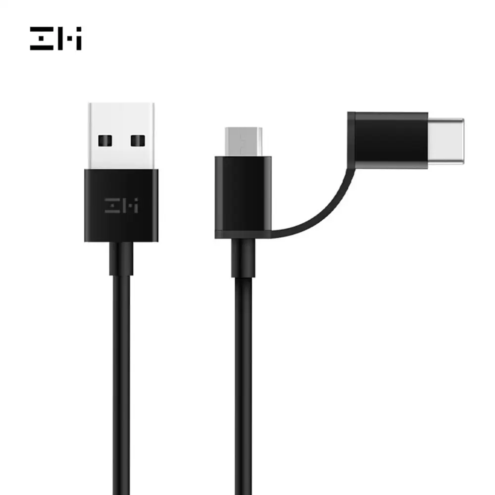 black ZMI AL501/AL511 2-в-1 USB-C и эффектом приближения c зарядкой Micro-USB комбо кабели, 30 см 100 см, Мы произведем - Цвет: black
