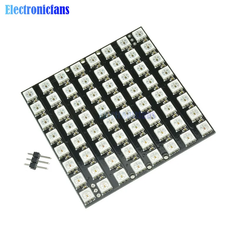 8*8 64 светодиодный s 5050 RGB WS2812 WS2812B полноцветная Гибкая Светодиодная панель