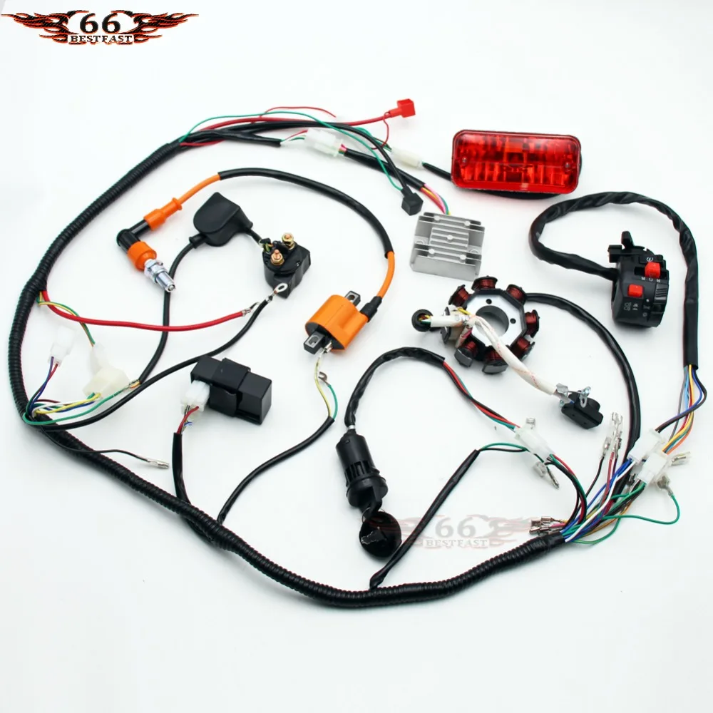 Полная электрика для 4-тактного квадроцикла ATV QUAD Buggy Gokart 150 200 250 300CC проводка CDI 8 катушек статор задний фонарь Zongshen Lifan on.