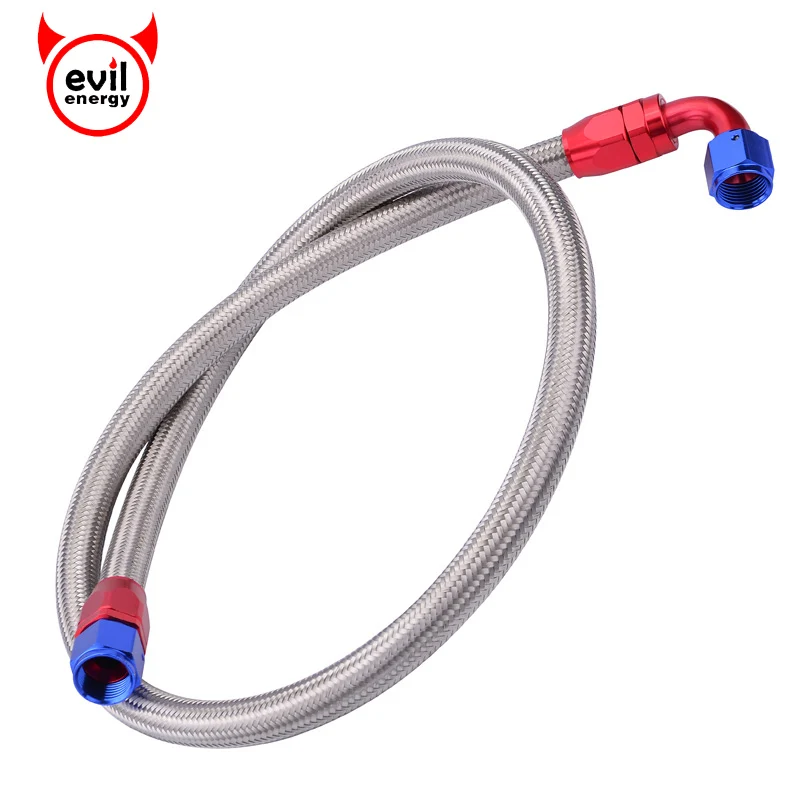 

evil energy AN10 1.2Meter Stainless Steel Brained Fuel Gas Oil Hose Line Hose Tube Straight Elbow Swivel Hose End Fitting JDM