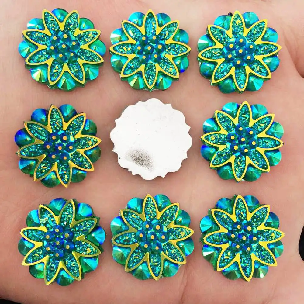 Новый 50 шт 18 мм Цветок из эпоксидной смолы AB горный хрусталь Flatback Свадьба Diy