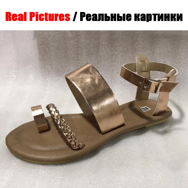 BONJOMARISA/брендовая дизайнерская женская обувь на плоской подошве с пряжкой, большие размеры 34-48 Женские повседневные Мягкие Летние сандалии