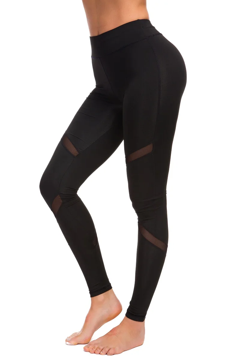 Новые сетчатые строчки Женские Йога тренировочные брюки для фитнеса легинсы