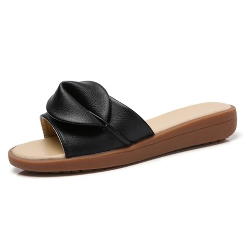 Пляжные шлепанцы BeckyWalk WSH2859 женские натуральная кожа сандалии на плоской подошве