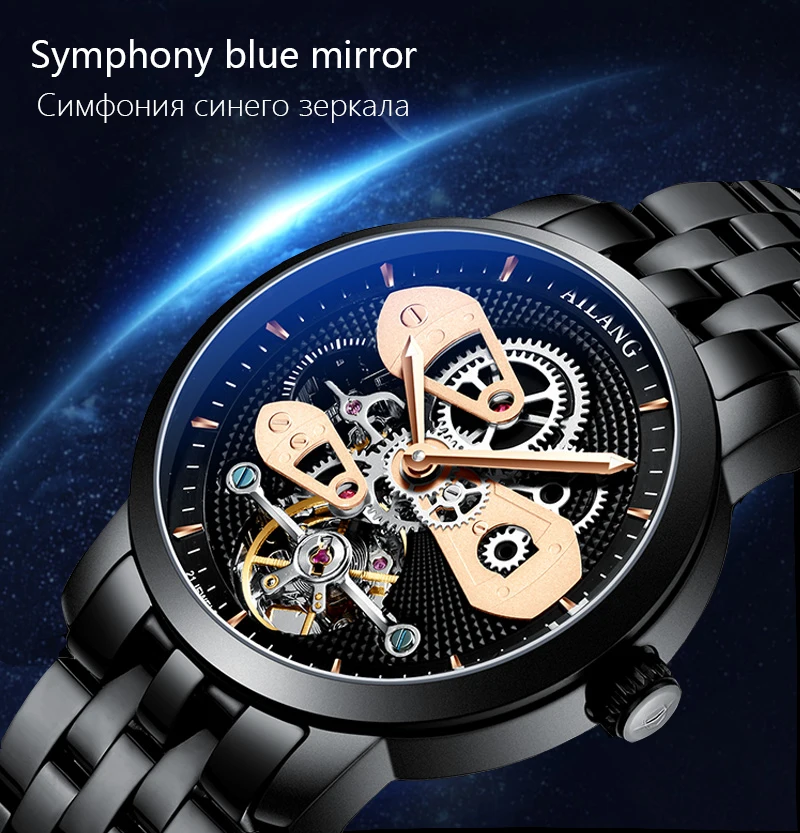 Швейцарские часы с двойным Tourbillon, AILANG, оригинальные мужские автоматические часы, модные мужские механические наручные часы с кожаным ремешком