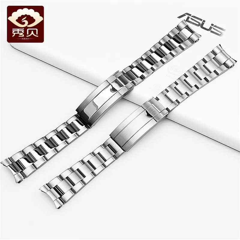 Ремешок для часов нержавеющая сталь 316L серебряный с регулируемой застежкой 20 мм