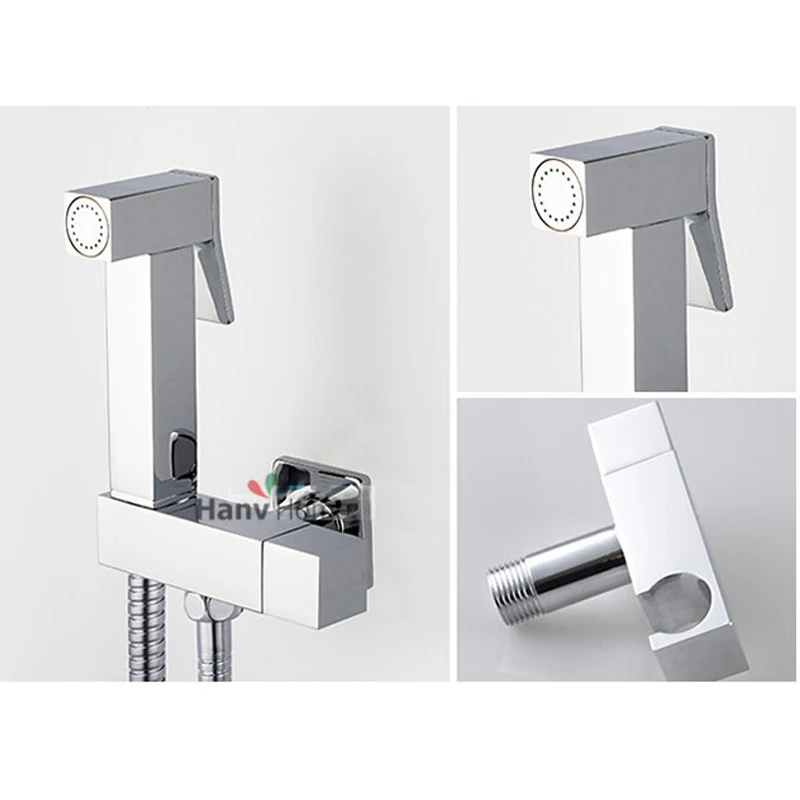 wall mounted Brass Toilet Bidet Spray Square Shattaf Anal Shower ass cleaning douche Kit handheld Sprayer sanitary ware 02-091A |