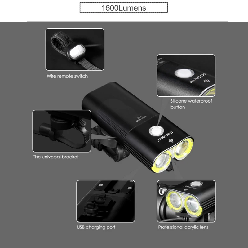 Gaciron велосипед светильник велосипедный головной светильник IPX6 USB флэш-память светильник светодиодный вспышка передняя лампа V9C-400 V9F-600 V9C-800 V9S-1000 V9D-1600 V9D-1800