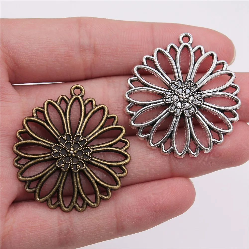 WYSIWYG 4 шт 38x35 мм мотив амулеты круглый цветок Круглый Шарм для изготовления