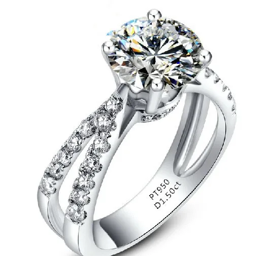 

1,5 карат твердое золото 18K блестящий стиль блестящее имитирующее бриллиантовое обручальное кольцо для женщин сделанное высокое качество Зо...