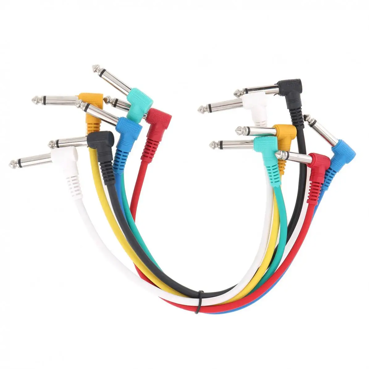 

6pcs/lot 30cm Colorful Audio Cable Angled Plug 6.35mm Leads Patch Lines for Guitar Pedal Effect
