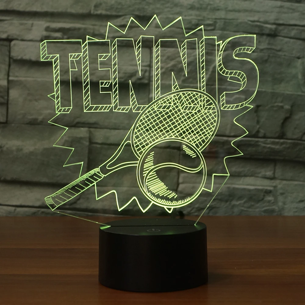 Теннис 7 меняющихся цветов 3d иллюзия ночника|night lamp|3d illusionillusion lamp |