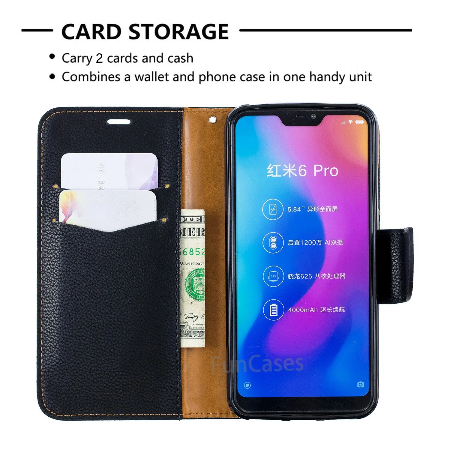 For Xiaomi Redmi 6 Pro Case Flip Cover leather Plastic Protective Capas Coque Solid color Xiomi 6Pro | Мобильные телефоны и