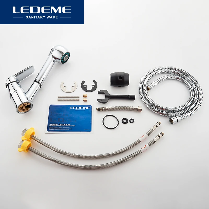 LEDEME Смеситель для кухни с вытягивающейся лейкой латунь Цвет: хром L6048 |