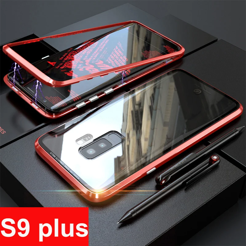 Магнитная Адсорбция металлический корпус для Samsung galaxy S9 + плюс coque Магнето