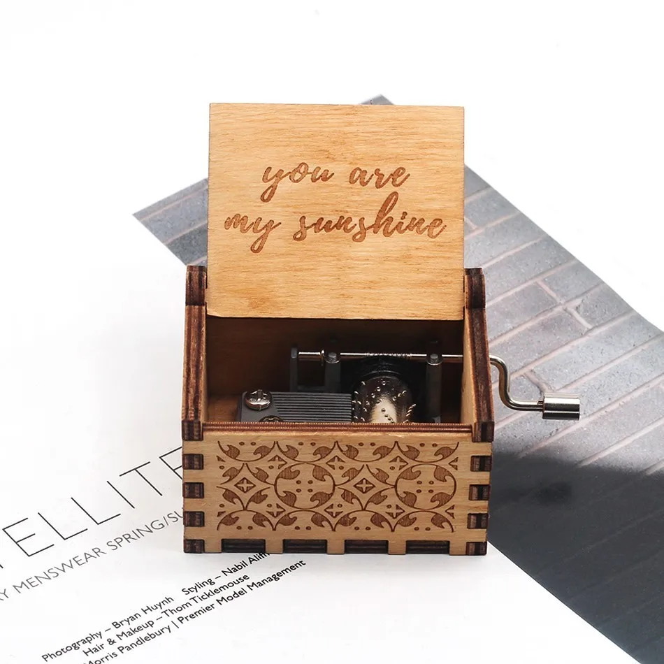 you are my sunshine Новая мода, красный Драконий жемчуг, Трон, игра Симпсон, деревянная Подарочная музыкальная шкатулка, Звездные войны, Кайя, музыкальный центр, вечерние сувениры - Цвет: you are my sunshine