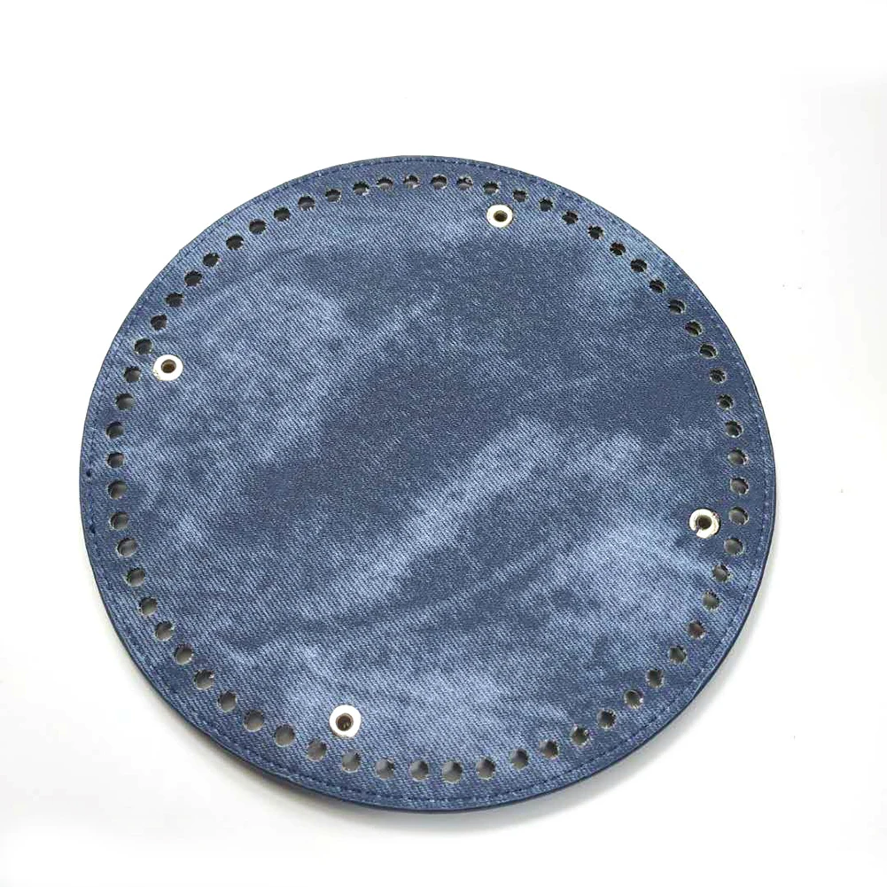 dark blue 15*15 см круглое дно для вязания Сумки из искусственной кожи 48 отверстий заклепки женские сумки ручной работы DIY аксессуары для сумок - Цвет: dark blue