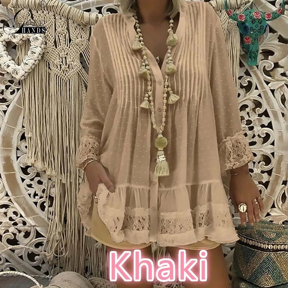 Женская блузка с длинным рукавом свободная длинная рубашка золотого цвета со