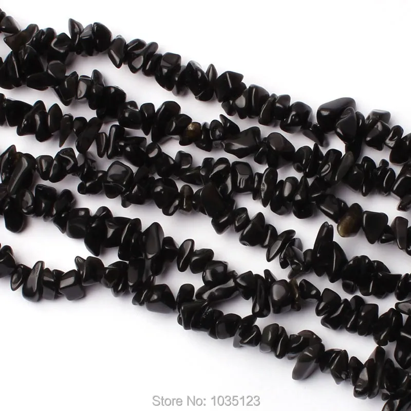 Фото Высококачественные бусины 5 8 мм в форме черного чипа обсидиана незакрепленные