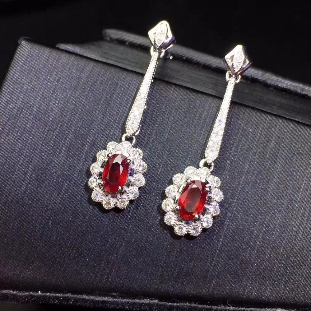Ювелирные изделия настоящее чистое 18 K Белый Золотой натуральный рубин