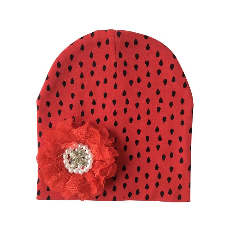 red rain Baby Hat Cotton Floral Hat For Baby Girls Winter Caps Children's Beanie hats - Цвет: red rain
