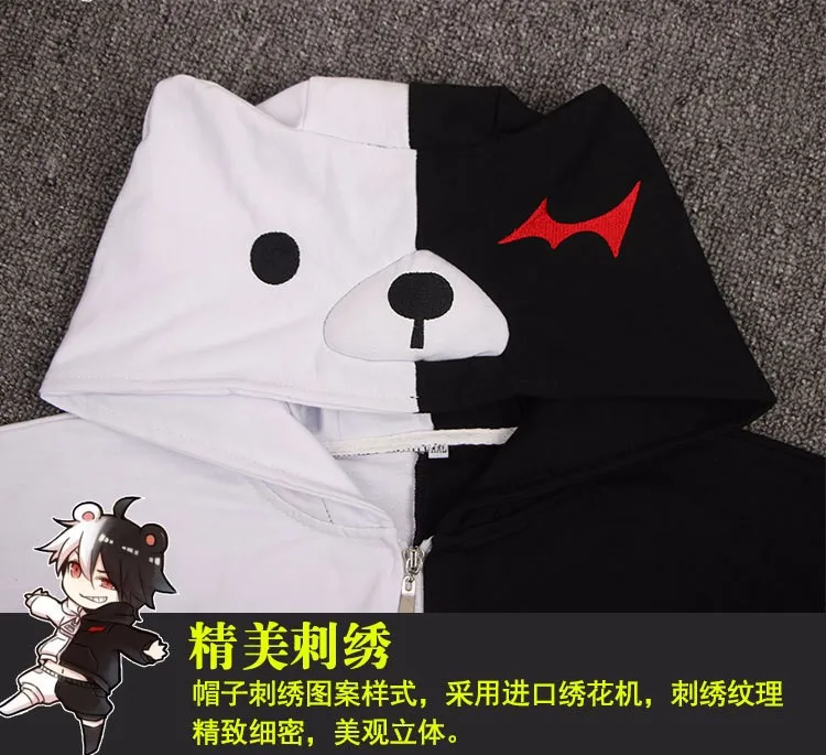 2 стиля аниме Danganronpa триггер счастливый хаос Монокума футболка Косплей Костюм короткий рукав с капюшоном Толстовка Повседневная флис