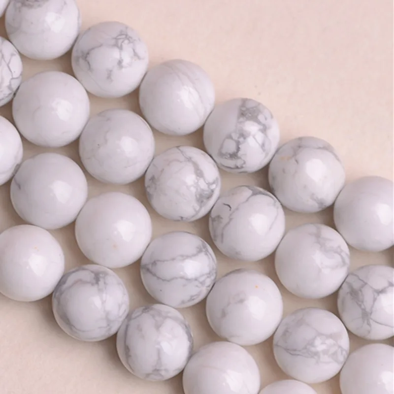 Natural Stone White Howlite Turquoises Round Loose Beads 4 6 8 10mm Spacer for Jewelry Making DIY Necklace Bracelet Finding A248 | Украшения
