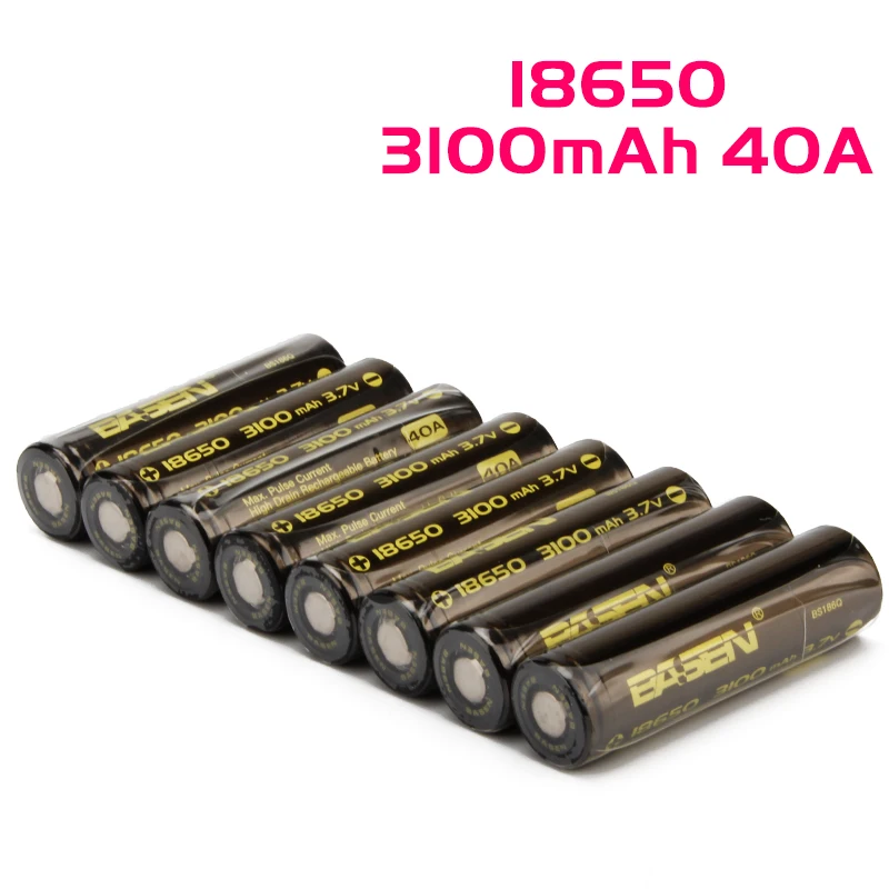 Basen аккумуляторные батареи 18650 40A аккумуляторная батарея samsung фонарик 8 шт. |