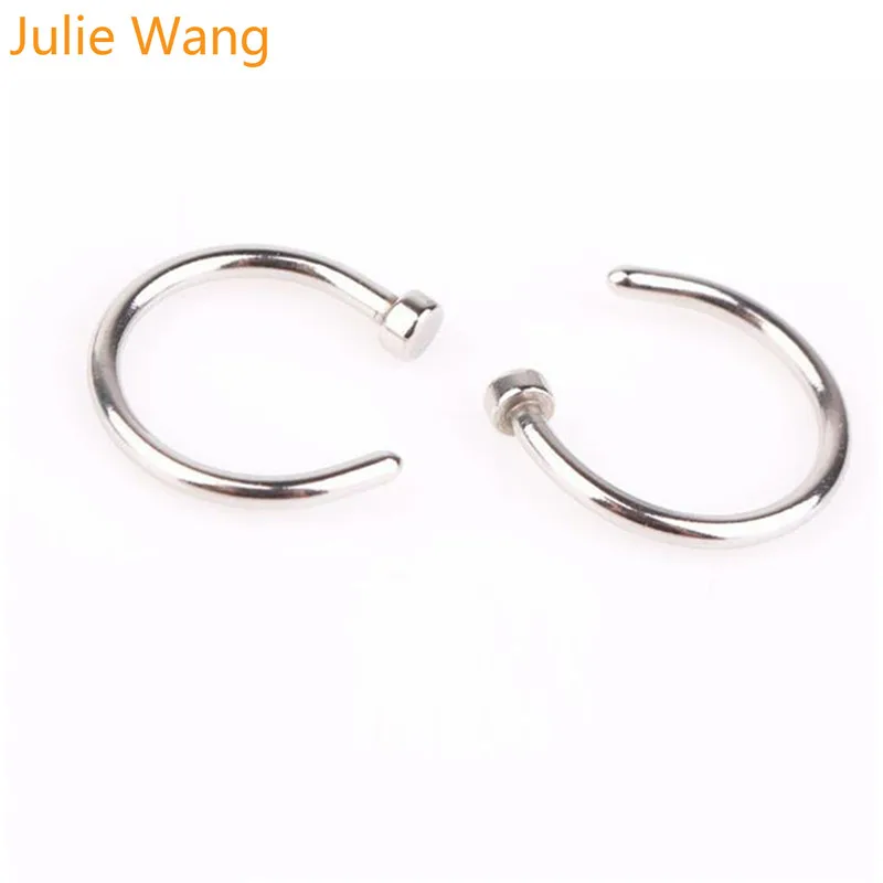 Julie Wang 1 шт. Титановая Сталь 5 цветов носовые кольца с ложным пирсингом обруч для перегородки Пирсинг клип панк женские украшения для тела 6 мм/8 мм/10 мм - Окраска металла: CJ1019-Silver
