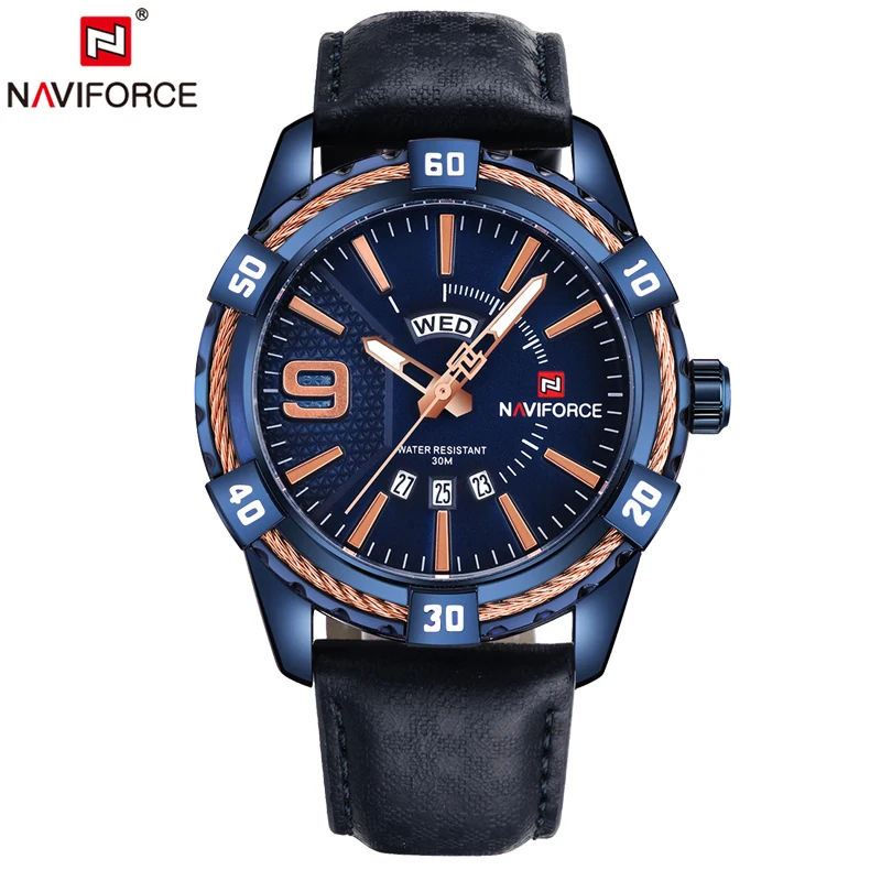 2018 NAVIFORCE Brand Men's Fashion Casual Sport Watches Waterproof Leather Quartz Watch Man military Hour Date Clock Relogio | Наручные