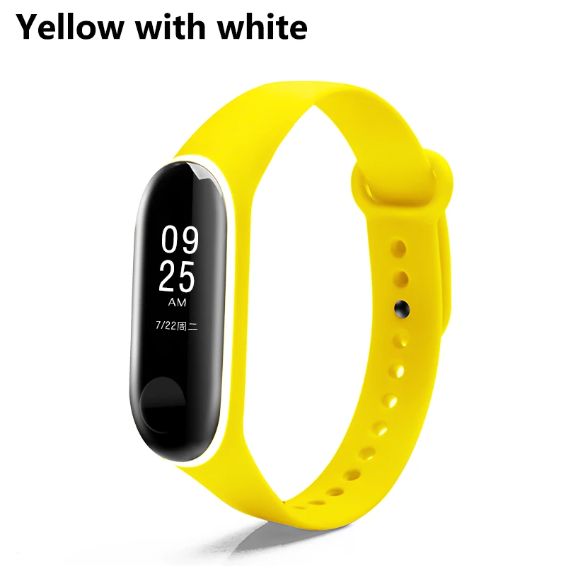 Yellow with white Новое поступление BOORUI, цветной ремешок для mi band 3, аксессуары для mi 3, сменный ремешок для xiaomi mi 3, умные браслеты - Цвет: Yellow with white