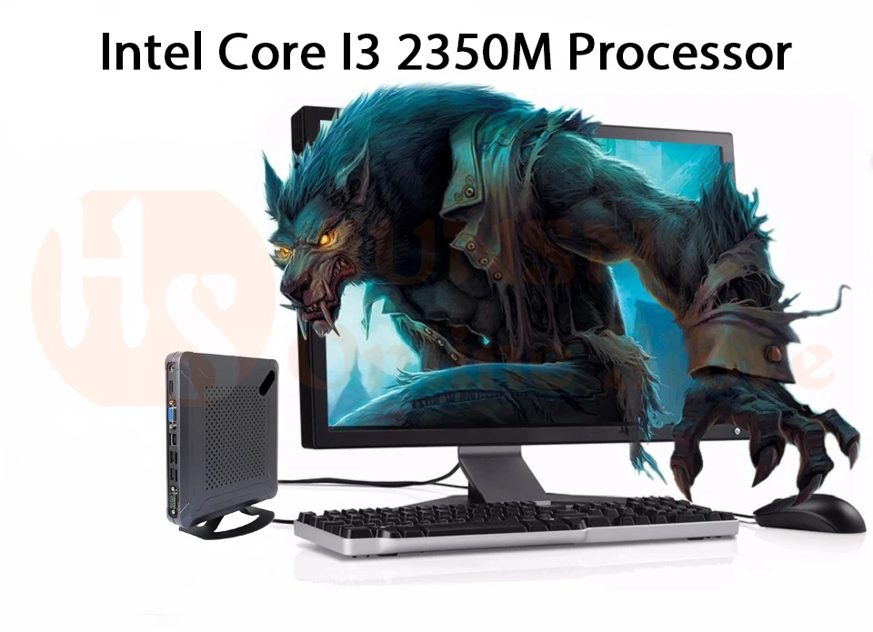 Мини-ПК, настольный компьютер, Intel Core I3 2350 M, Windows 10/Ubuntu, [HUNSN BH06L],(COM/VGA/HD/LAN/8USB2. 0/вентилятор