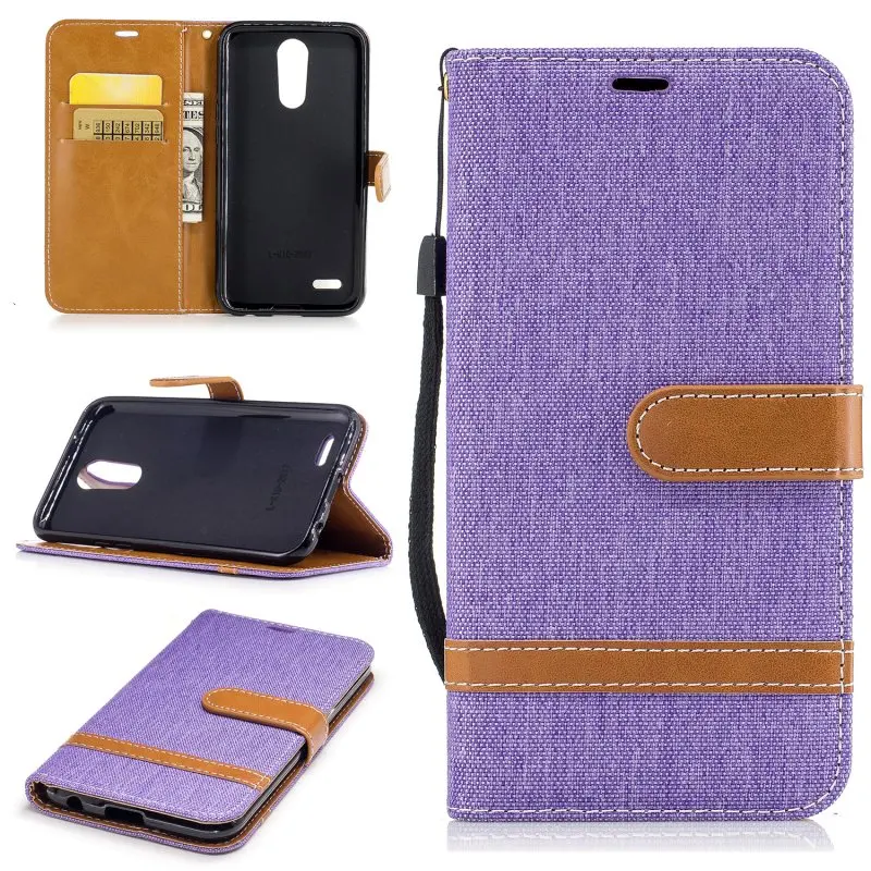 Чехол для LG K10 2017 Coque футляр из джинсовой ткани джинсовое портмоне кожаная сумка с