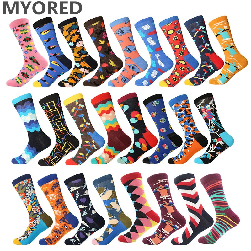 MYORED/1 пара Прямая поставка Сезон осень весна зима Цветные хлопковые мужские носки