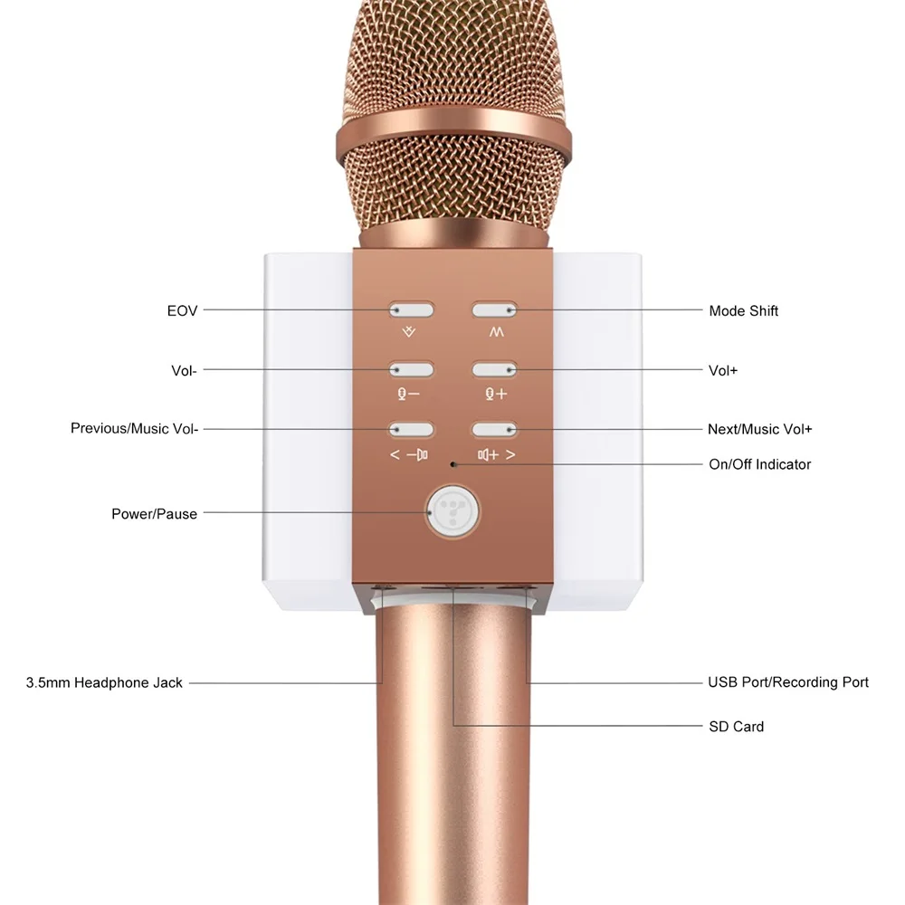 FELYBY F008 беспроводной Bluetooth караоке микрофон с 3 в 1 Портативный ручной двойной