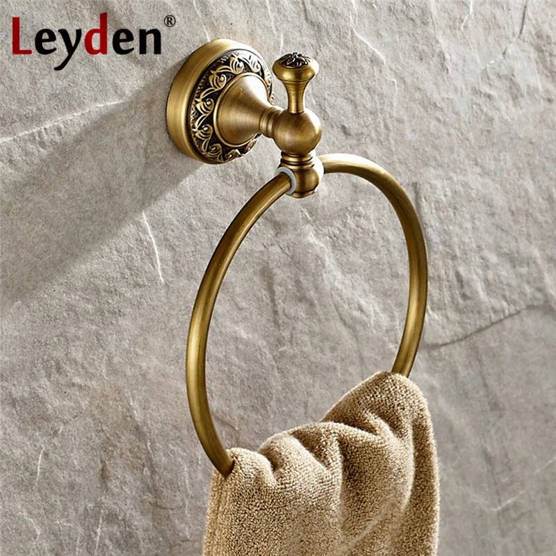 Настенный держатель для полотенец Leyden из античной латуни/искусственной кожи |