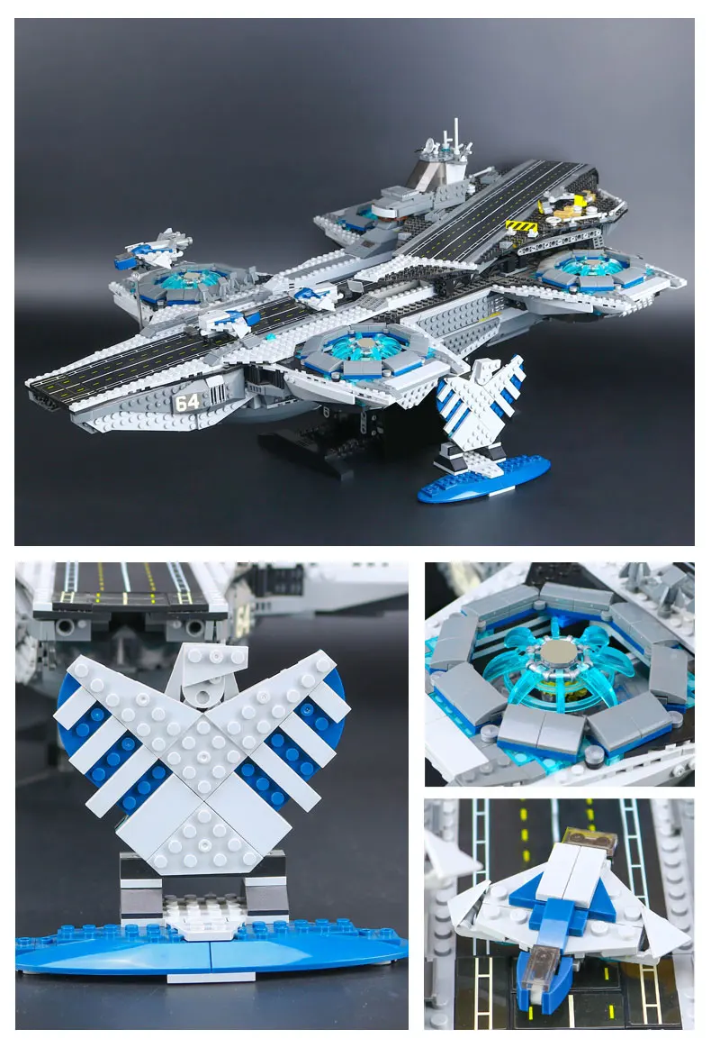 DIY собрать подарок 07042 Супер Герои щит Helicarrier модель строительные Конструкторы кирпичи игрушечные самолеты на день рождения Рождество