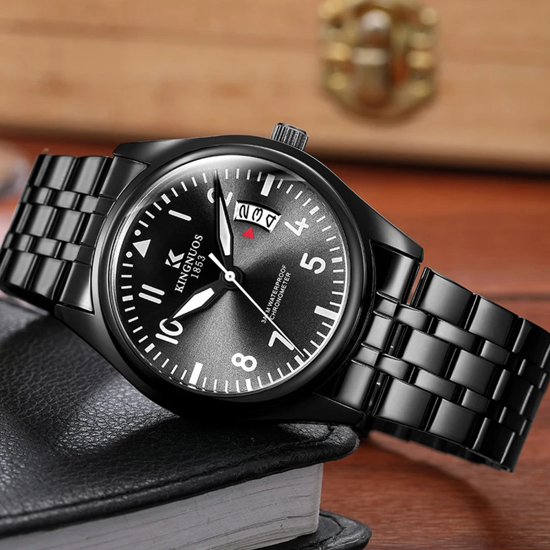 Men's Retro Business Watch Stainless Steel Luminous Waterproof Date Mens Watches Top Brand Luxury Wristwatch Clock Reloj Hombre